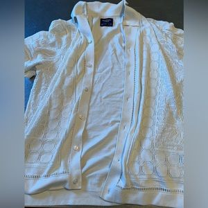 AF Men’s - Textural Button-Through Sweater Polo White